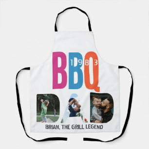 Father's Day Dad BBQ Barbeque Master Photo Collage Apron