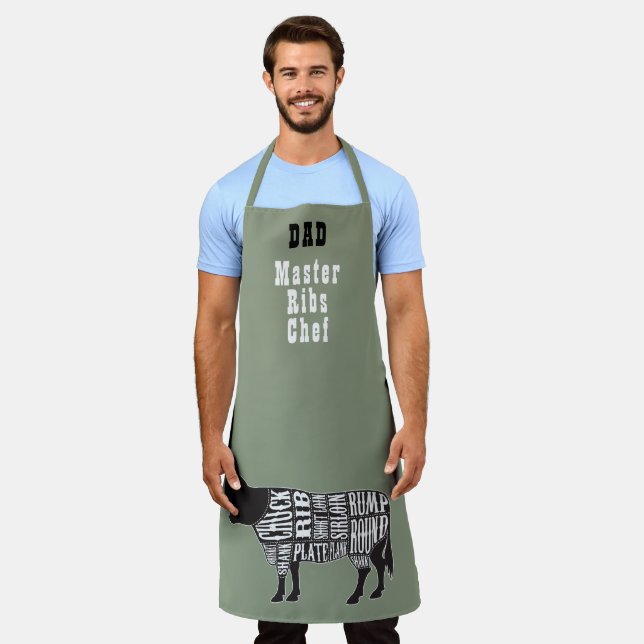 Fathers Day, Dad Best Ribs Man  Beef Apron (Worn)