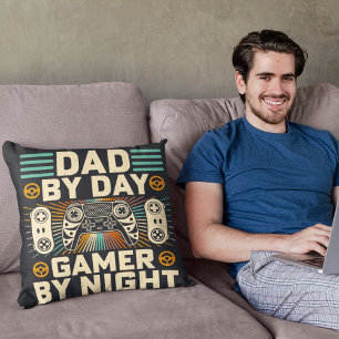 Father's day Dad by day Gamer by night Cushion
