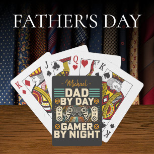 Father's day Dad by day Gamer by night Playing Cards