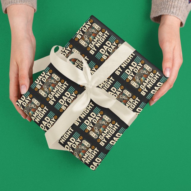 Father's day Dad by day Gamer by night  Wrapping Paper (Father's day Dad by day Gamer by night Wrapping Paper)
