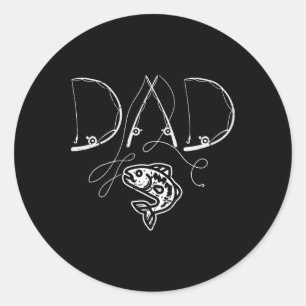Fathers Day Dad Fishing Poles Rods Fish Daddy Papa Classic Round Sticker