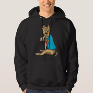 Fathers Day  Dad Funny Dog Pitbull I Love Dad Tatt Hoodie