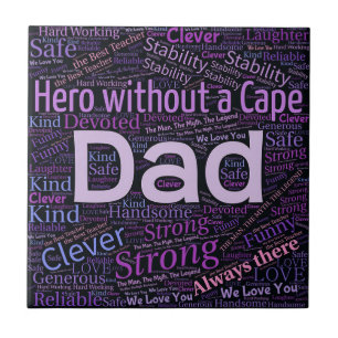Fathers Day "Dad" Inspirational Typography Ceramic Tile