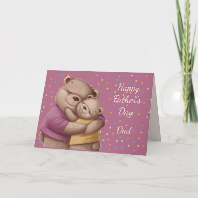 Father's Day Dad Mum Cute Bear Hugs Card (Front)