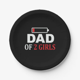 Father's Day Dad Of 2 Girls Paper Plate