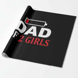 Father's Day Dad Of 2 Girls Wrapping Paper