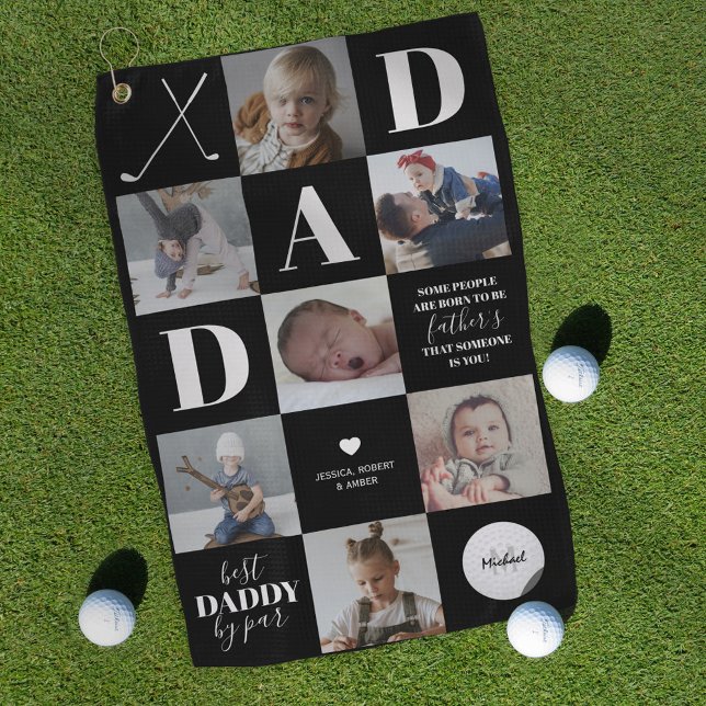 Father's Day Dad Photo Collage Golf Towel (Creator Uploaded)