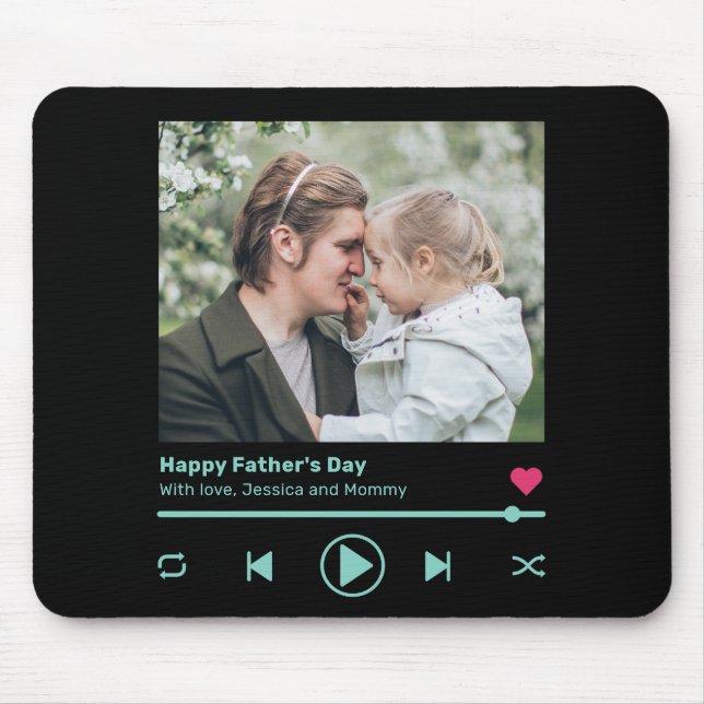 Father's Day Dad Photo Favourite Song Music Player Mouse Pad (Front)
