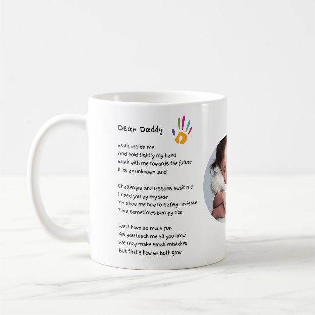 Fathers Day Dad POEM Hold My Hand Daddy PHOTO Gift Coffee Mug (Left)