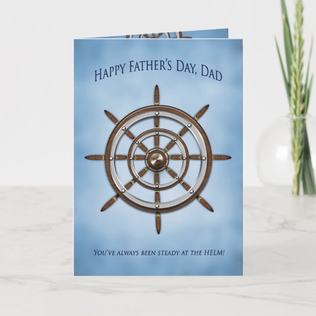 Father's Day, DAD, Ship's Wheel, Helm Card (Front)