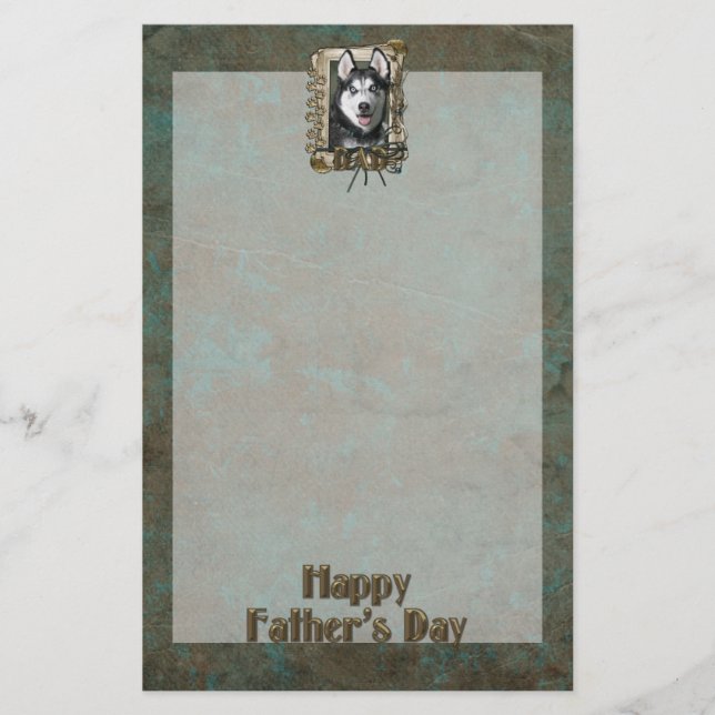 Fathers Day DAD - Stone Paws - Siberian Husky Stationery (Front)