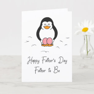 Father's Day Dad to Be of Twin Girls Cute Penguin Card