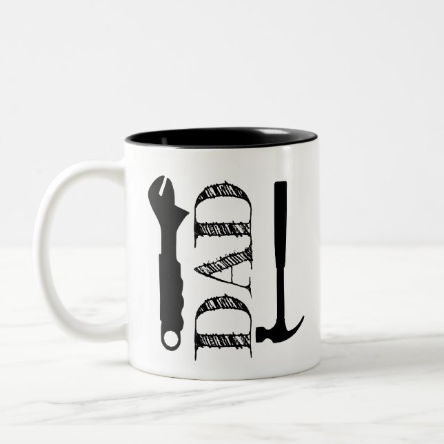 Father's Day Dad Tools Two-Tone Coffee Mug (Left)