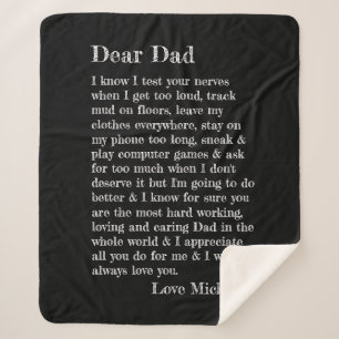 Fathers Day Dad Typography Letter Personalised Sherpa Blanket