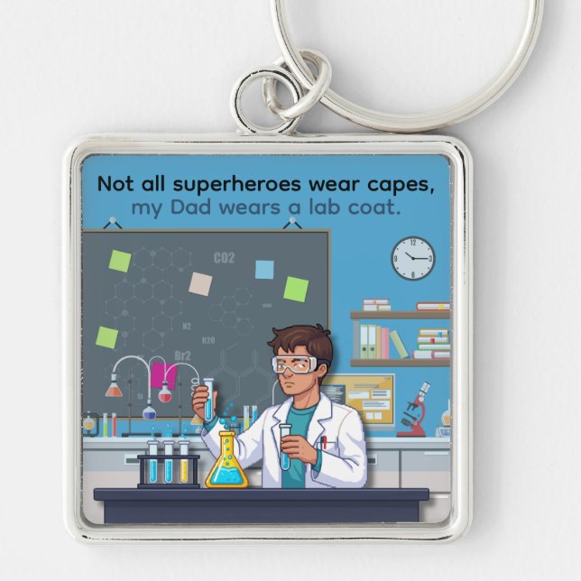 Father's Day Dad Wears A Lab Coat Key Ring (Front)