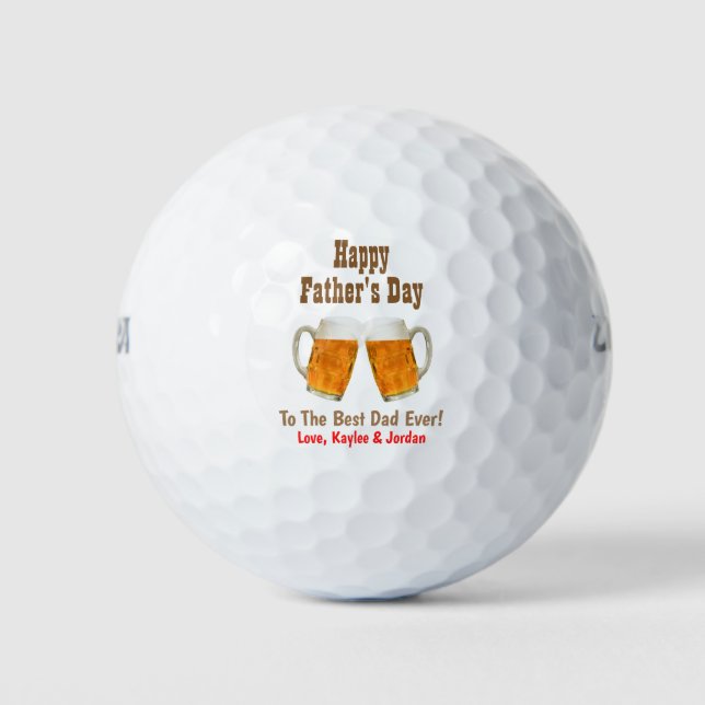 Father's Day Dad World's Best Ever Beer Cheers Golf Balls (Front)