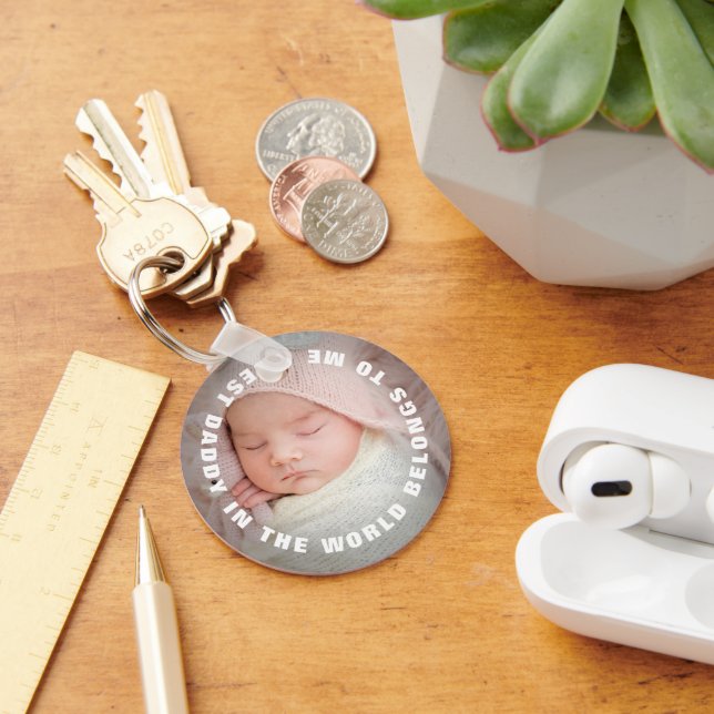 Father's Day Daddy Belongs To Me Photo Key Ring (Desk)
