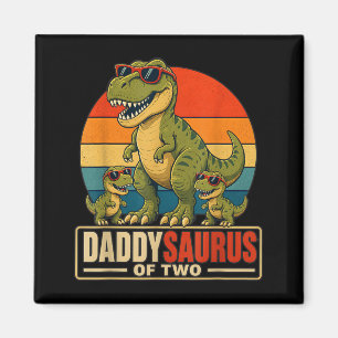 Fathers Day Daddysaurus Dad Of Two Dinosaur Family Magnet