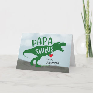 Fathers Day Dinosaur Papa-Saurus Custom Name Card