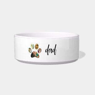Fathers Day Dog Dad   5 Paw Print Photo Collage Bowl