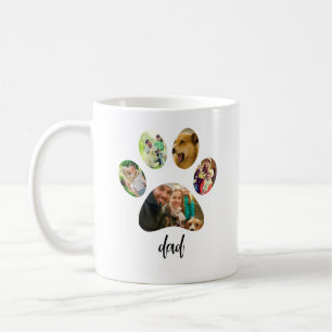 Fathers Day Dog Dad   5 Paw Print Photo Collage Coffee Mug