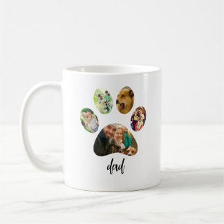 Fathers Day Dog Dad | 5 Paw Print Photo Collage Coffee Mug