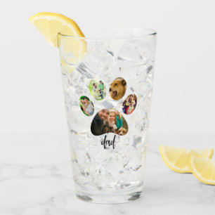 Fathers Day Dog Dad 5 Paw Print Photo Collage Glass