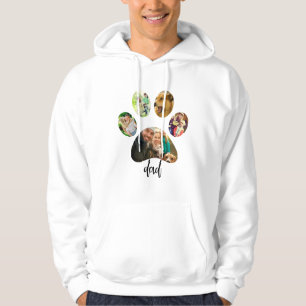 Fathers Day Dog Dad   5 Paw Print Photo Collage Hoodie