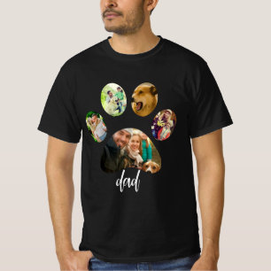 Fathers Day Dog Dad 5 Paw Print Photo Collage T-Shirt