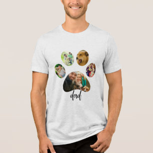 Fathers Day Dog Dad 5 Paw Print Photo Collage Tri-Blend Shirt