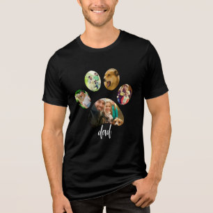 Fathers Day Dog Dad 5 Paw Print Photo Collage Tri-Blend Shirt