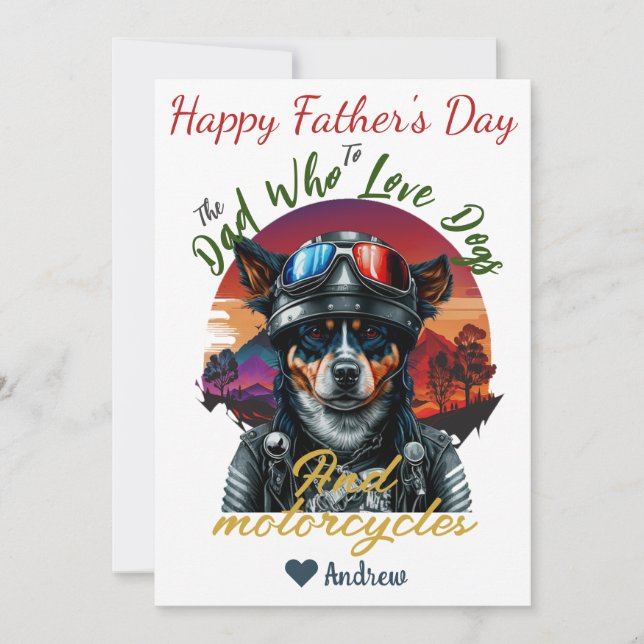father's day, dog dad, motorcycles, simple modern holiday card (Front)