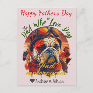 father's day, dog dad, motorcycles, simple modern holiday postcard