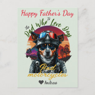 father's day, dog dad, motorcycles, simple modern holiday postcard
