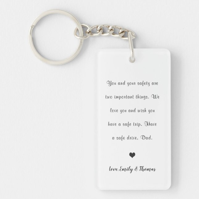 father's day drive safe dad cute photo car  key ring (Front)