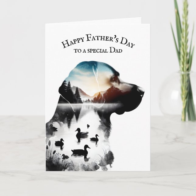Father's Day Ducks and Labrador Retriever  Card (Front)