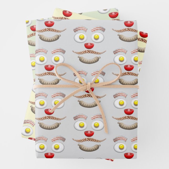 Father's Day English Breakfast Wrapping Paper Sheet (In situ)