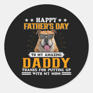 Father's Day English Bulldog Dog Dad Gifts For Men Classic Round Sticker