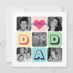 Father's Day Family Photo Grid Dad Picture Collage Holiday Card