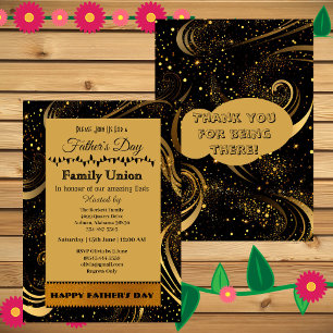 Father's Day Family Union Gold Curls Leafy Swirls  Invitation