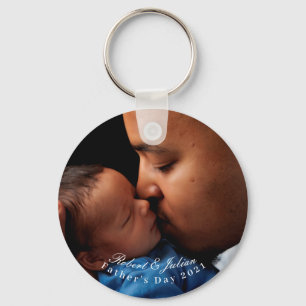 father's day father kissing infant tender sweet key ring