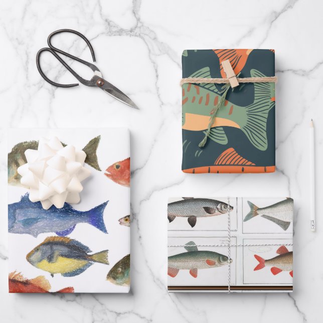 Father's Day Fish Wrapping Paper Sheet (Front)