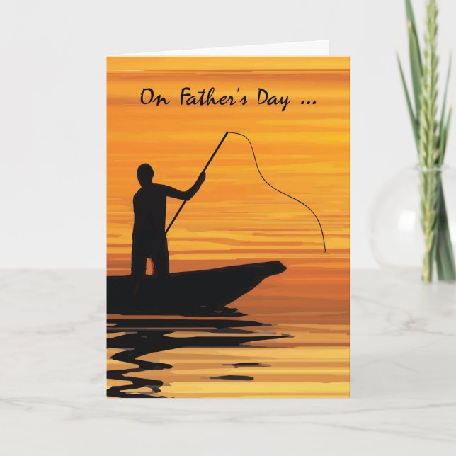 Fathers Day Fishing at Sunset in Boat Card (Front)