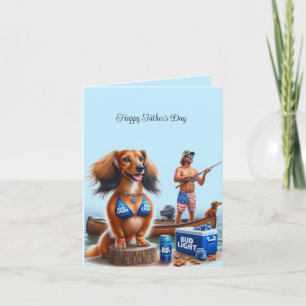 Father's Day Fishing Dachshund Card