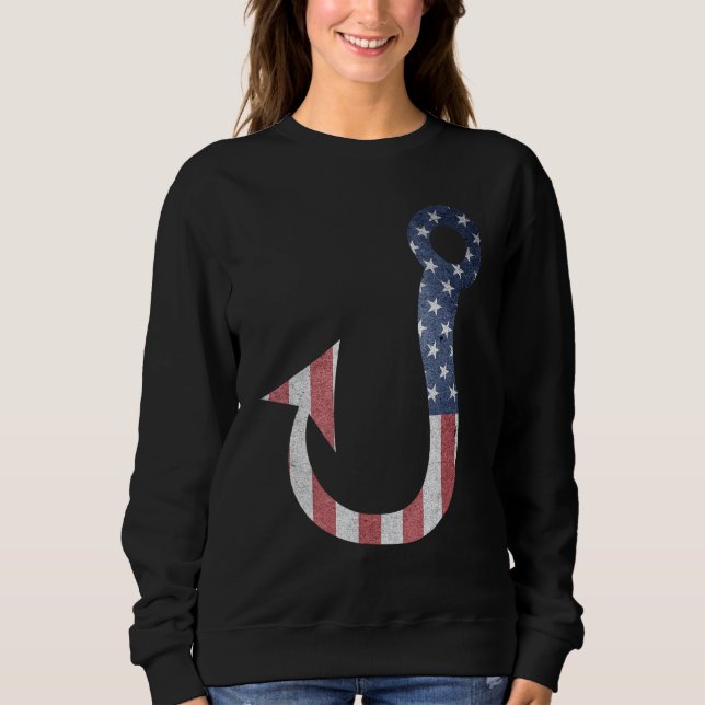 Fathers Day Fishing Flag Fish Hook Sweatshirt (Front)