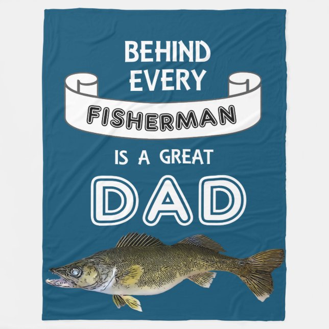 Father's Day Fishing Great Dad Walleye Fleece Blanket (Front)