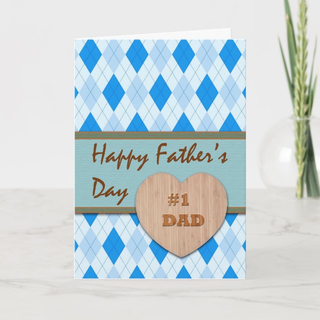 Father's Day for #1 Dad Argyle Design Card (Front)