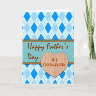 Father's Day for #1 God Dad, Argyle Design Card