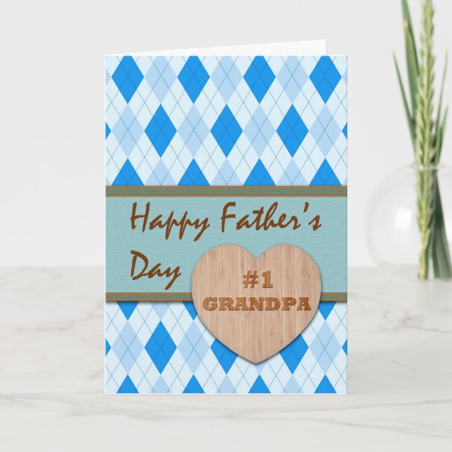 Father's Day for #1 Grandpa, Argyle Design Card (Front)